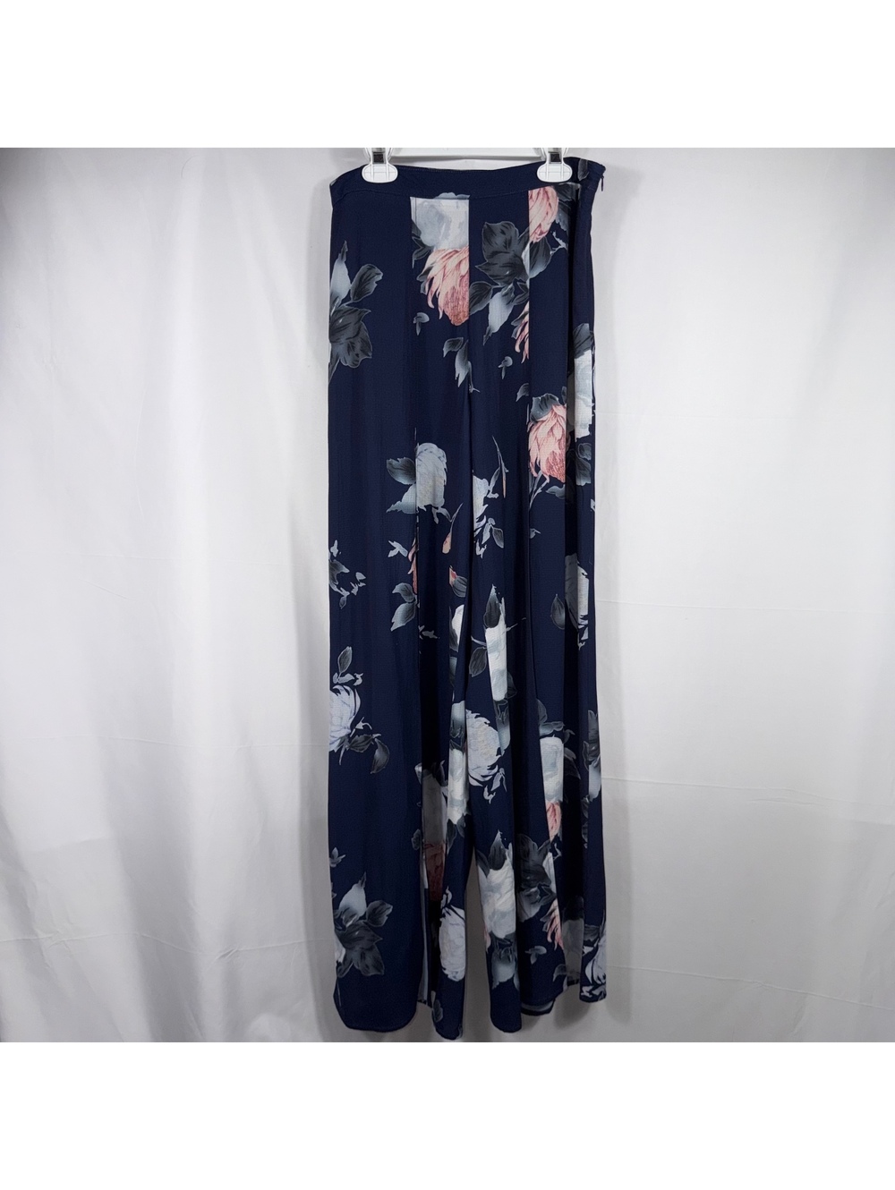 Solaris Style Navy Floral Split Leg Wide Leg Palazzo Pants Women’s Size Small